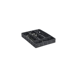 Relaxdays Cutlery Tray, 4 Compartments, Kitchen Flatware Organiser, Drawer Insert, HxWxD: 4.5x26x36 cm, Grey