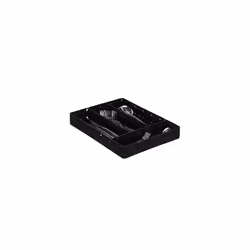 Cutlery Tray, 4 Compartments, Kitchen Flatware Organiser, Drawer Insert, HxWxD: 4.5x26x36 cm, Black