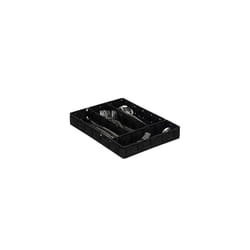 Cutlery Tray, 4 Compartments, Kitchen Flatware Organiser, Drawer Insert, HxWxD: 4.5x26x36 cm, Black
