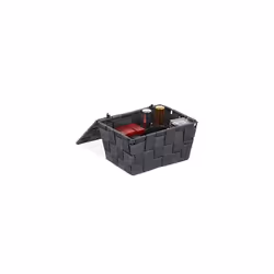 Relaxdays Lidded Storage Basket with Lid, Bathroom Storage, PP, HxWxD: 10.5 x 19.5 x 14.5 cm, Grey