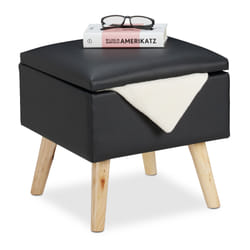 Relaxdays 4052025913687 foot stool MDF, Faux leather, Foam Black, Wood
