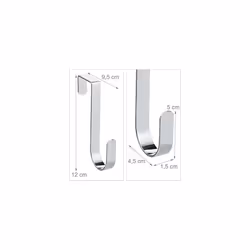 Door Hook Set Of 5, For Clothes, Door Hangers, Hallway Bathroom, Clothes Hooks 12 cm Long, Silver