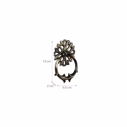 Antique Knocker, Cast Iron, Embellished Knocking Ring, For Front Door, HxWxD: 13 x 9.5 x 2 cm, Bronze/Black