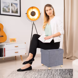 Relaxdays 4052025916855 foot stool Fabric, Foam, MDF, Wood Grey