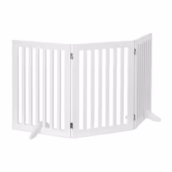 Relaxdays Wooden Safety Barrier, Adjustable Gate for Dogs & Children, Fireplace & Oven, MDF, 3 Panels, 70x154cm, White, Board ...
