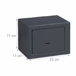 Home Safe With Keys, Double-bit Lock, Fix To Wall/Floor, Mini Vault, HWD: 17 x 23 x 17 cm, Grey, Steel