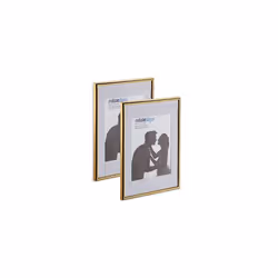 Relaxdays Photo Frame Set of 2, 20 x 30 cm, Passepartout 15 x 20 cm, Standing or Hanging, Gold