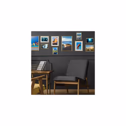 Relaxdays Photo Frame Set of 2, 20 x 30 cm, Passepartout 15 x 20 cm, Standing or Hanging, Gold