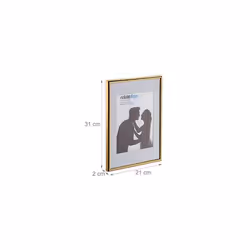 Relaxdays Photo Frame Set of 2, 20 x 30 cm, Passepartout 15 x 20 cm, Standing or Hanging, Gold