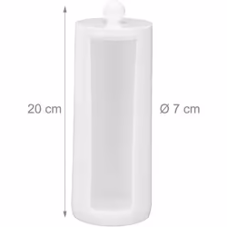 Relaxdays Cotton Pad Storage Tower Set of 2, Acrylic, Round, Lidded Bathroom Dispenser, 20x7 cm, White, 20 x 7 x 7cm