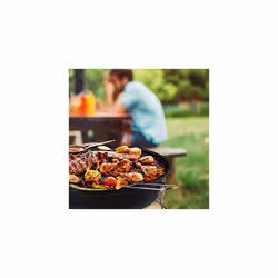 Relaxdays Portable Kettle Grill, with Lid, Picnic BBQ with Large Cooking Area, Charcoal, Ã36cm, Red