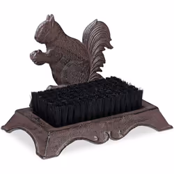 Relaxdays Cast Iron Shoe Brush, Hard Bristles, Antique, Outdoor Boot Scraper, Squirrel Design, Brown/Bronze/Copper, 18.5 x 24 ...