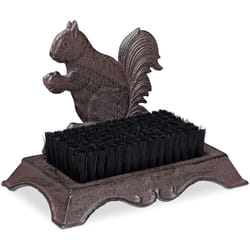 Relaxdays Cast Iron Shoe Brush, Hard Bristles, Antique, Outdoor Boot Scraper, Squirrel Design, Brown/Bronze/Copper, 18.5 x 24 x 14cm