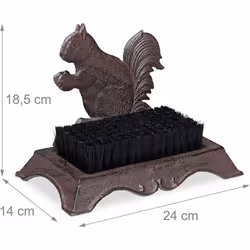Relaxdays Cast Iron Shoe Brush, Hard Bristles, Antique, Outdoor Boot Scraper, Squirrel Design, Brown/Bronze/Copper, 18.5 x 24 x 14cm
