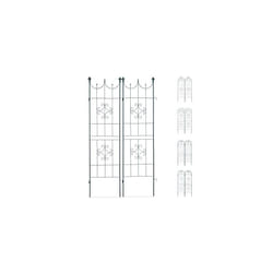Relaxdays Trellis Set of 2, Metal, 180 x 50 cm, Garden Climbing Aid, Vintage, Ornate Tips, Freestanding, Dark Green