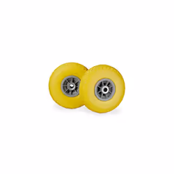 2 x Hand Truck Tyre, Non-Flat Solid Rubber Wheels, 3.00-4â, 20mm Axle, 80 kg, 260 x 85 mm, Yellow-Gray