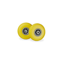 2 x Hand Truck Tyre, Non-Flat Solid Rubber Wheels, 3.00-4â, 20mm Axle, 80 kg, 260 x 85 mm, Yellow-Gray