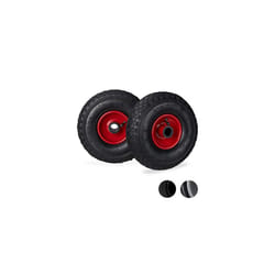 Hand Truck Spare Tyres Set of 2, 3.00-4, Pneumatic Wheels with Steel Rim, 25 Hub Diameter, Multicolour