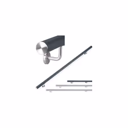 Aluminium Handrail, Round, In-& Outdoor Use, Matt, Bannister, 100 cm, Ã 42mm, With Brackets, Anthracite, aluminum, stainless ...
