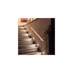 Aluminium Handrail, Round, in-& Outdoor Use, Beech Look, Bannister, 100 cm, Ã 42mm, with Brackets, 90% 10% Stainless Steel, Natural, 12 x 100 x 8 cm