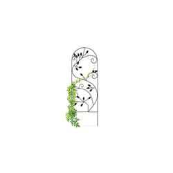 Relaxdays Bird Trellis, Metal Garden Lattice, Climbing Aid for Plants, 120 x 40 cm, Vine Design, Black