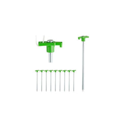 Relaxdays Set of 10 Heavy Duty Tent Pegs, Hard Ground Anchors, 25 cm, Steel Ground Stakes, Camping Accessory, Galvanized Steel, Light-green