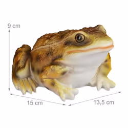 Garden Frog Figurine, Weatherproof, for Balcony, Patio, Pond, Poly-Resin, Decor Toad Ornament, Yellow, Synthetic, 9 x 13.5 x 15 cm
