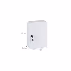 Relaxdays Metal Cabinet, Lockable, 48 Hooks with Key Tags, HWD 25x18x7.5 cm, White, One Size