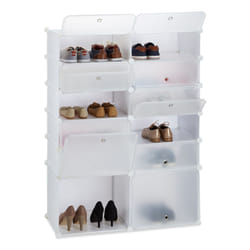 Relaxdays 12-Compartment Plastic Shoe Cabinet
