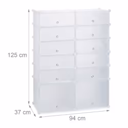 Relaxdays 12-Compartment Plastic Shoe Cabinet