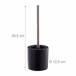 Bathroom & Toilet Accessory Set, Brush Holder, Brush Head, Bath Set, HxD 38.5 x 12.5 cm, Black