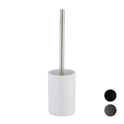 Ceramic WC Accessory Set, Toilet Round Holder, Exchangeable Brush Head, 36 cm, White, 36 x 9.5 cm
