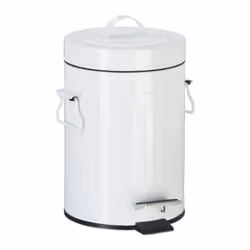 Pedal Bin, Vintage Under Kitchen Counter & Bathroom Bin, Metal, 3 L, White