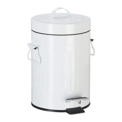 Pedal Bin, Vintage Under Kitchen Counter & Bathroom Bin, Metal, 3 L, White