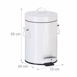 Pedal Bin, Vintage Under Kitchen Counter & Bathroom Bin, Metal, 3 L, White