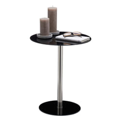 Relaxdays Stainless Steel and Glass Pedestal Table