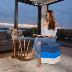 Relaxdays Padded Colourfully Striped Ottoman