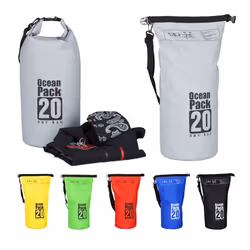 Relaxdays 20 L Waterproof Dry Bag, Black, Grey, 20 L, Iron, Plastic, Image, 250 mm, 600 mm