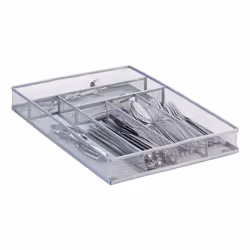 Relaxdays Metal Mesh Cutlery Tray L, Steel, Silver, 286 mm, 406 mm, 51 mm, 700 g