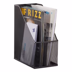 Relaxdays 2-Compartment File Holder, Steel, Black, A4, C4, 143 mm, 315 mm, 250 mm