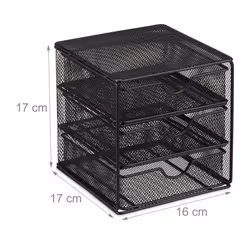 Relaxdays Metal Desk Organizer with 3 Drawers