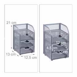 Relaxdays Metal Mesh Desk Organizer with 3 Drawers