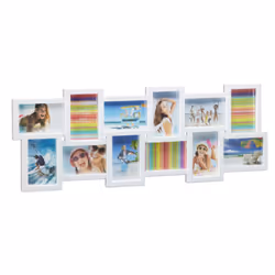 Relaxdays 12-Photo Collage Picture Frame, Multi picture frame, White, 10 x 15 cm, 810 mm, 20 mm, 300 mm