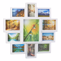 Relaxdays Collage Picture Frame 11 Pictures, Multi picture frame, Cardboard, Fibreboard, Plastic, White, 615 mm, 20 mm, 615 m ...