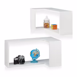 Relaxdays Corner Wall Shelf Set of 2, Modular shelf, Wall mounted, Fibreboard, White, Universal, 8 kg