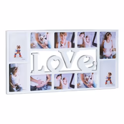 Relaxdays LOVE photo frame for 10 pictures, Multi picture frame, White, Rectangular, 720 mm, 20 mm, 365 mm