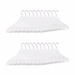 Relaxdays Coat Hangers with Trouser Rail Set of 20, Iron, Wood, Silver, White, 1 pc(s), 440 mm, 10 mm, 230 mm
