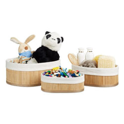 Relaxdays Set of 3 Bamboo Shelf Storage Baskets