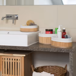 Relaxdays Set of 3 Bamboo Shelf Storage Baskets