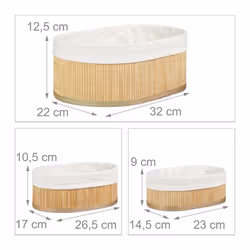 Relaxdays Set of 3 Bamboo Shelf Storage Baskets